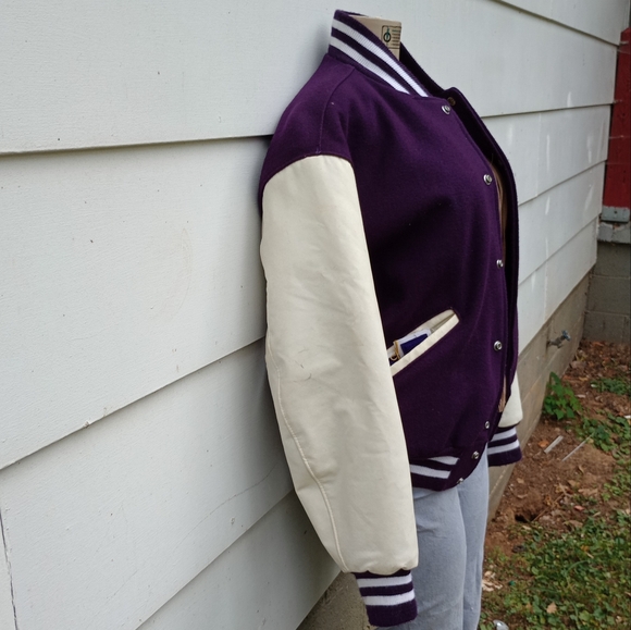 Purple and White Varsity Jacket - Picture 4 of 6